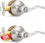 Probrico 2PK Brushed Nickel Wave Privacy Door Handle Bedroom Bath. Fixed Price $56.99.