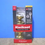 Kwikset Signature Juno Keyed Entry Door Knob Polished Brass Smartkey Security. Fixed Price $24.95.
