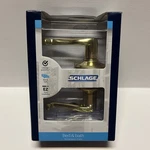 Schlage Flair Bed & Bath Door Lever Handle In Bright Brass Model F40 605. Fixed Price $29.99.