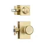 Starpy Satin Brass Door Knob With Lock, Exterior Set Deadbolt, Ke. Fixed Price $38.95.