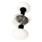 Signature Hardware 248811 Pair Of White Ceramic Doorknobs - Black Powder Coat. Fixed Price $32.90.