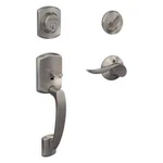Schlage Greenwich Single Cylinder Deadbolt Lever Door Handle Set Satin Nickel. Fixed Price $78.99.