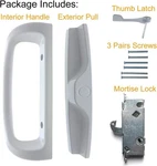 Patio Door Handle Set + Mortise Lock 45 Fits Standard 3 15/16 Slots, White. Fixed Price $18.99.