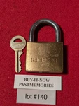 "hampton" Heavy Brass Padlock W/ Key, Old Antique Vintage Lot #140. Fixed Price $19.99.