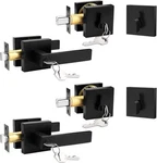 Probrico Flat Black Passage Door Lever With Single Cylinder Deadbolts Combo Pack. Fixed Price $35.00.