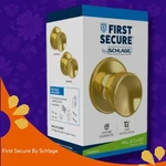 First Secure By Schlage Wall And Closet Interior Door Knob Gold, Always Unlock. Fixed Price $14.00.