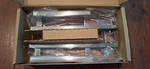 Baldwin / Pella Plazo Satin Nickel Contemporary Sliding Door Xo Handle Set. Fixed Price $395.00.