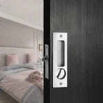 6.3' Privacy Pocket Door Hardware With Double Barn Lock, Silver. Fixed Price $34.32.