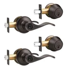 Gobrico Oil Rubbed Bronze Keyed-alike Door Levers And Single Cylinder Deadbolts. Fixed Price $63.35.