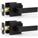 Estmoon 2 Pack Passage Door Levers, Matte Black Knobs Interior Square Do.... Fixed Price $46.24.
