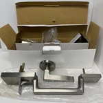 Harney Hardware 87751 Ella Front Door Handleset Satin Nickel Reversible Lever. Fixed Price $69.00.