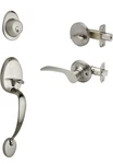 Copper Creek Modern Entrance Handleset Satin Stainless With Colonial Knob. Fixed Price $50.00.
