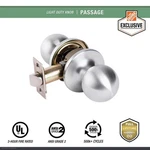 Universal Hardware Passage Knob, Ul 3-HOUR Fire Ansi Grade 2, Satin Chrome. Fixed Price $12.99.