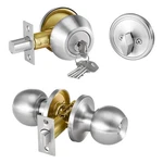 Entry Door Knob And Deadbolt Set Satin Nickel Single Cylinder. Fixed Price $17.99.