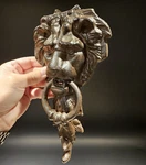 Antique Vintage Style Cast Iron Lion Door Knocker W Hook. Fixed Price $45.00.
