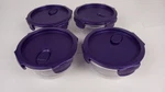 Locknlock LBF691 Lot 4 Round Food Storage Containers 16OZ Purple Clear Used. Fixed Price $16.99.
