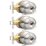 Probrico Brushed Nickel Keyed Alike Ball Door Knobs Entry Lock W/keys 3 Pack. Fixed Price $44.56.