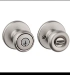 Kwikset Tylo Entry Door Knob With Lock And Key, Secure 1 Pack, Satin Nickel. Fixed Price $10.98.