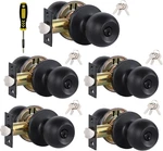 5 Pack Black Door Knobs With Lock & Keys - Ideal For Bedroom Bathroom. Fixed Price $81.99.