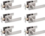 6 Pack Satin Nickel Keyless Square Door Lever Privacy Lock Set For Bathroom. Fixed Price $164.99.