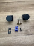 Emtek 5210ROUUS19 Square Rosette Door With Disc Knobs Privacy In Matte Black. Fixed Price $29.99.