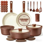 Carote 22PCS Ceramic Cookware Set, Pots Pans Non Stick Removable Hand.... Fixed Price $92.96.