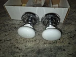 Vintage / Old Stock Grandeur Newport Rosette Hyde Park Knob Bright Chrome. Fixed Price $65.00.