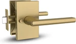 Satin Brass Keyless Lever Door Handle Set For Hallway & Bathroom. Fixed Price $99.99.