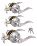 Gitrang 3 Pack Keyed Entry Door Levers Satin Nickel Locks Handles Left/right. Fixed Price $70.88.