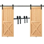 Vevor 8FT Sliding Barn Hardware Closet Track Kit For Double Doors J Hanger. Fixed Price $63.99.
