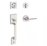 Kwikset Amador Satin Nickel Entry Door Handleset With Round Rose Hollis Smartkey. Fixed Price $62.99.