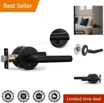 Sleek Round Privacy Lever Door Handle With Emergency Unlock - Iron Black Finish. Fixed Price $24.97.