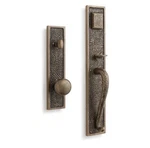 Complete Signature Hardware Traeger Solid Brass Entrance Door Set- Small Damage. Fixed Price $240.00.