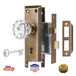 Newliplace Mortise Lock Set For Interior Door, Vintage Antique Brass Knobs. Fixed Price $56.99.