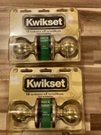 Lot Of 2 Kwikset Security Hall & Closet Door Handles Polished Brass. Fixed Price $11.99.