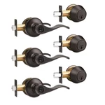 Gobrico 3 Pack Wave Entry Door Levers And Single Cylinder Deadbolt Front. Fixed Price $68.30.