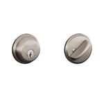 Schlage B60 Satin Nickel Single Cylinder Deadbolt W/ Security & Durability. Fixed Price $37.00.