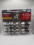Kwikset Cove Satin Nickel Keyed Entry Knob & Deadbolt W/ Smartkey 92420-059. Fixed Price $59.90.