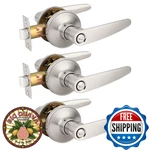 Probrico 3 Pack Privacy Door Lever Set Satin Nickel Keyless Bathroom Bedroom Loc. Fixed Price $91.07.