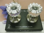 Tahari Bino Crystal Glass Cut Mirrored Door Knobs Satin Nickel One Set New. Fixed Price $62.95.