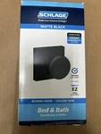 New! Schlage Bowery Knob Matte Black Collins Trim Bed & Door Set Bathroom. Fixed Price $16.40.