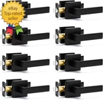 8 Pack Passage Door Handles Matte Black Knobs, Interior Square. Fixed Price $130.22.