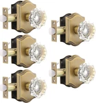 5-PACK Antique Brass Crystal Door Knobs, Clear Octagon, Keyless Interior Use. Fixed Price $149.99.