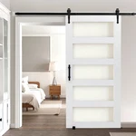 Vevor Sliding Barn Door With Hardware Kit 42 X 84 Inch Mdf Panel Frosted Glass. Fixed Price $244.99.