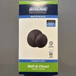 Schlage F10 622 Plymouth Door Knob Hall & Closet Passage Lock Matte Black. Fixed Price $17.99.