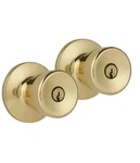 Hyper Tough Keyed Entry Tulip Style Doorknob, Polished Brass Finish, Twin Pack. Fixed Price $23.00.