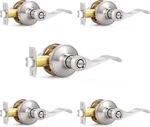 Interior Privacy Door Lever - Keyless Locking Reversible Handles 5 Pack. Fixed Price $66.00.