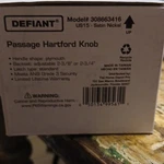 Defiant Hartford 308663416 Passage Door Knob Satin Nickel Silver Universal. Fixed Price $14.44.