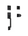 Home Decorators Bleecker Matte Black Door Handleset W/ Ridgeway Interior Knob. Fixed Price $99.95.