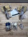 Emtek 5212FRLUS4LH Satin Brass Privacy Lever Set, Rectangular Rose - Left Handed. Fixed Price $141.99.